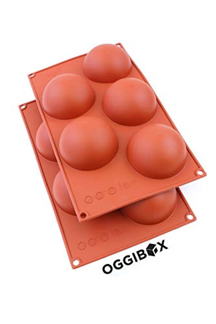 Oggibox 5 Cavity Hemisphere Half Circle Dome shape Silicone mold for for Soap, Cake, Bread, Cupcake, Cheesecake, Cornbread, Muffin, Brownie, and More Pack of 2