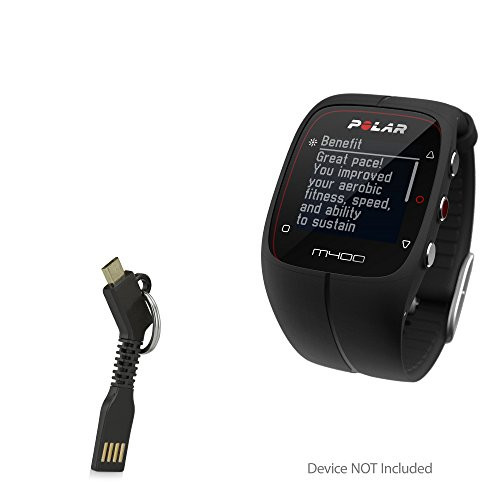 Polar M400 Cable, BoxWave [Micro USB Keychain Charger] Key Ring Micro USB Cable for Polar M400 - Jet Black
