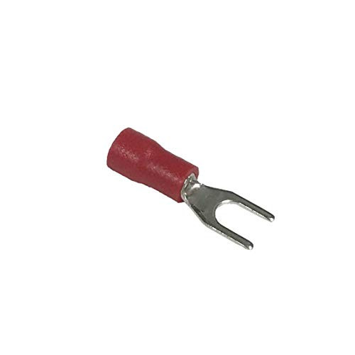 Fork Terminals, PVC Insulated, 16-22 AWG Gauge Wire, 10 Stud Size, Red, 100 Pcs