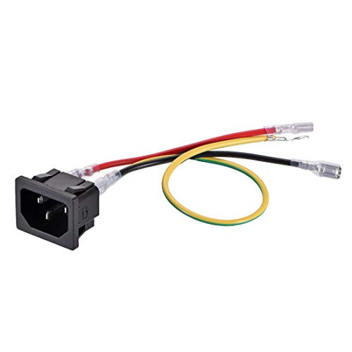 uxcell C14 Panel Mount Plug Adapter AC 250V 10A 3 Pins IEC Inlet Module Plug Power Connector Socket with 3 Wires Pack of 5