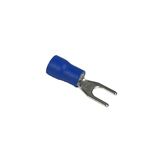 Fork Terminals, PVC Insulated, 14-16 AWG Gauge Wire, 10 Stud Size, Blue, 100 Pcs