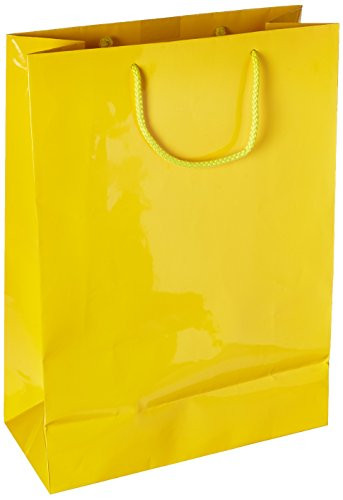 Amscan Sunshine Solid Glossy Bag Extra Large , 12 Ct.,  Yellow