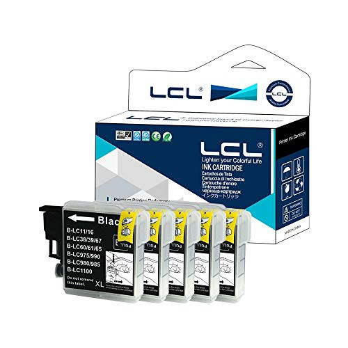 LCL Compatible Ink Cartridge Replacement for Brother LC61 LC65 LC61BK LC65BK DCP-195C 197C 365CN 375CW 535CN 585CW 6690CW J515N J715N (5-Pack Black)