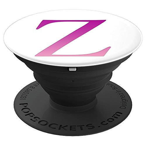 Pink Purple Letter Z Monogram On White PopSockets Grip and Stand for Phones and Tablets