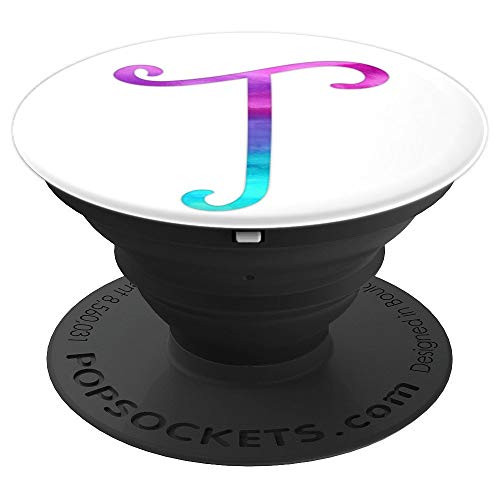 Purple Turquoise Letter T Monogram On White PopSockets Grip and Stand for Phones and Tablets Purple Turquoise Letter T Monogram On White PopSockets Grip and Stand for Phones and Tablets