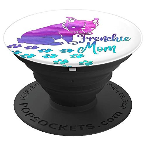 Purple Turquoise Frenchie Dog Mom Paw On White PopSockets Grip and Stand for Phones and Tablets Purple Turquoise Frenchie Dog Mom Paw On White PopSockets Grip and Stand for Phones and Tablets