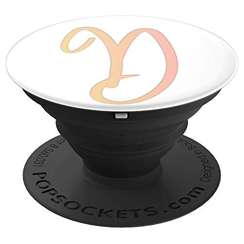 Pink Yellow Letter D Monogram On White PopSockets Grip and Stand for Phones and Tablets