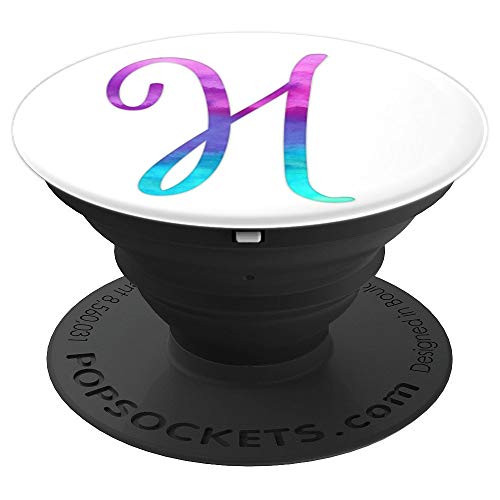 Purple Turquoise Letter H Monogram On White PopSockets Grip and Stand for Phones and Tablets Purple Turquoise Letter H Monogram On White PopSockets Grip and Stand for Phones and Tablets