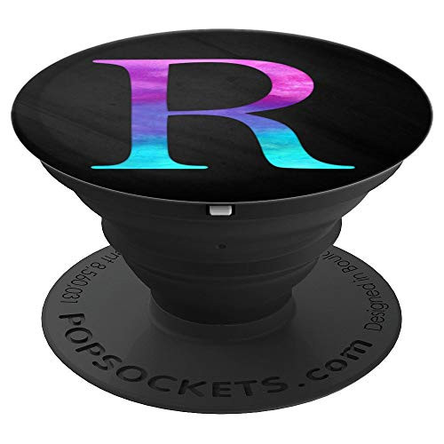 Purple Turquoise Letter R Monogram On Black PopSockets Grip and Stand for Phones and Tablets Purple Turquoise Letter R Monogram On Black PopSockets Grip and Stand for Phones and Tablets