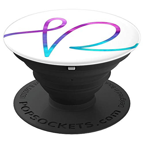 Purple Turquoise Letter P Monogram On White PopSockets Grip and Stand for Phones and Tablets