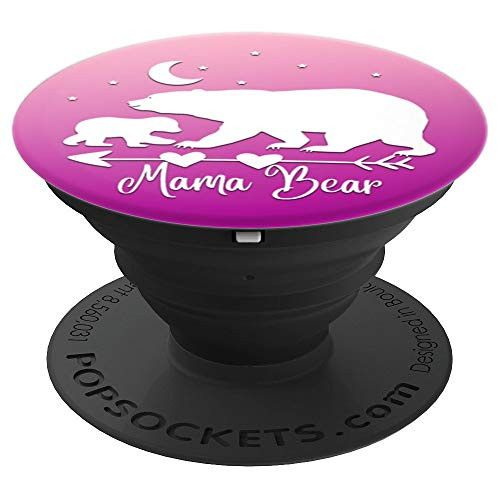 White Mama Bear and One Cub On Pink Purple PopSockets Grip and Stand for Phones and Tablets White Mama Bear and One Cub On Pink Purple PopSockets Grip and Stand for Phones and Tablets