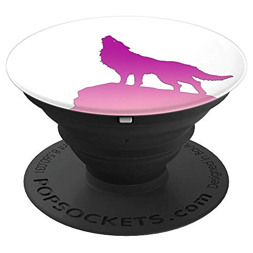 Pink Purple Wolf On White Background - PopSockets Grip and Stand for Phones and Tablets