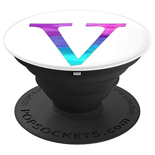 Purple Turquoise Letter V Monogram On White PopSockets Grip and Stand for Phones and Tablets Purple Turquoise Letter V Monogram On White PopSockets Grip and Stand for Phones and Tablets