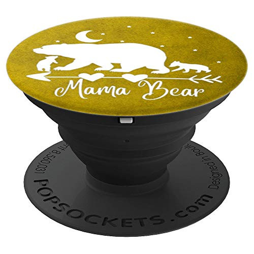 White Mama Bear and Two Cubs On vintage Yellow PopSockets Grip and Stand for Phones and Tablets White Mama Bear and Two Cubs On vintage Yellow PopSockets Grip and Stand for Phones and Tablets