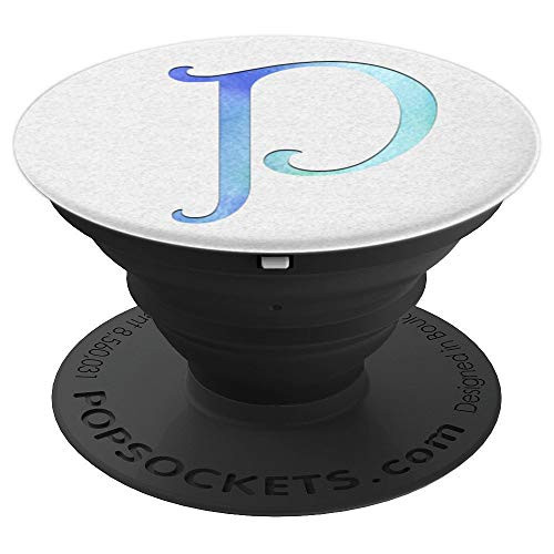 Purple Blue and Green Letter P Monogram On White - PopSockets Grip and Stand for Phones and Tablets