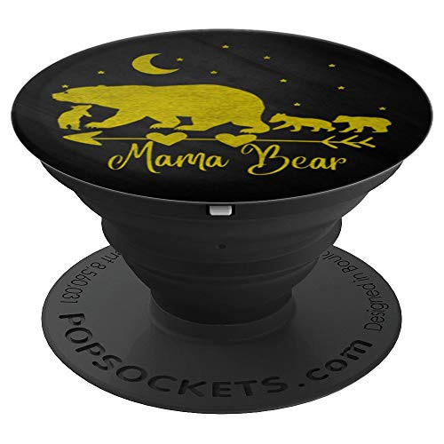 Vintage Yellow Mama Bear and Three Cubs On Black - PopSockets Grip and Stand for Phones and Tablets Vintage Yellow Mama Bear and Three Cubs On Black - PopSockets Grip and Stand for Phones and Tablets