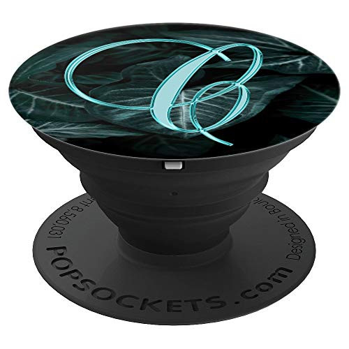 C Teal Leaf Trees Green Nature Plant Monogram Initial Letter - PopSockets Grip and Stand for Phones and Tablets