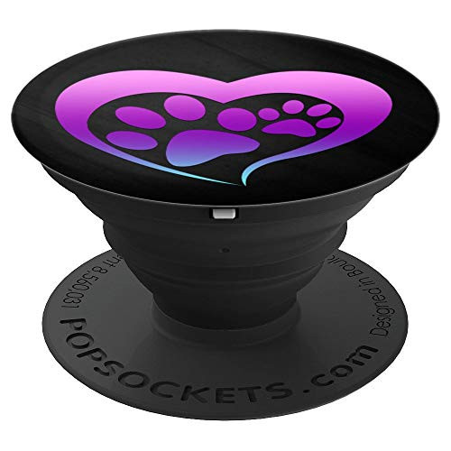 Teal Purple Pink Ombre Dog Paw Print Heart On Black - PopSockets Grip and Stand for Phones and Tablets Teal Purple Pink Ombre Dog Paw Print Heart On Black - PopSockets Grip and Stand for Phones and Tablets