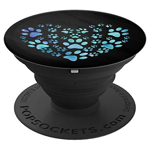 Purple Blue Green Watercolor Dog Paw Print Heart On Black - PopSockets Grip and Stand for Phones and Tablets Purple Blue Green Watercolor Dog Paw Print Heart On Black - PopSockets Grip and Stand for Phones and Tablets