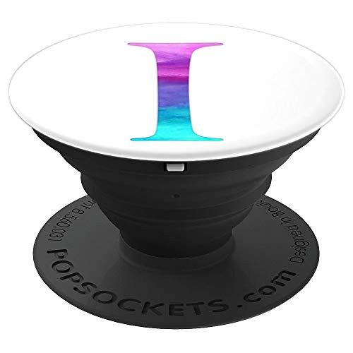 Purple Turquoise Letter I Monogram On White PopSockets Grip and Stand for Phones and Tablets Purple Turquoise Letter I Monogram On White PopSockets Grip and Stand for Phones and Tablets