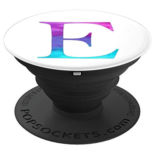 Purple Turquoise Letter-E Monogram On White PopSockets Grip and Stand for Phones and Tablets Purple Turquoise Letter-E Monogram On White PopSockets Grip and Stand for Phones and Tablets
