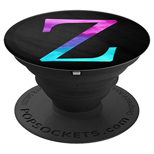 Purple Turquoise Letter Z Monogram On Black PopSockets Grip and Stand for Phones and Tablets