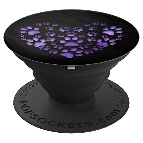 Purple watercolor Dog Paw Print Heart On Black - PopSockets Grip and Stand for Phones and Tablets Purple watercolor Dog Paw Print Heart On Black - PopSockets Grip and Stand for Phones and Tablets