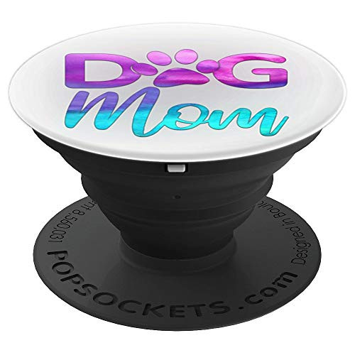 Purple Turquoise Dog Mom Paw Print On White PopSockets Grip and Stand for Phones and Tablets Purple Turquoise Dog Mom Paw Print On White PopSockets Grip and Stand for Phones and Tablets