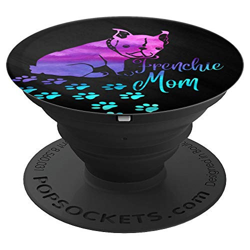 Purple Turquoise Frenchie Dog Mom Paw On Black PopSockets Grip and Stand for Phones and Tablets Purple Turquoise Frenchie Dog Mom Paw On Black PopSockets Grip and Stand for Phones and Tablets
