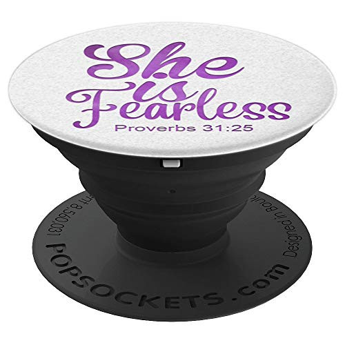 Vintage Purple She is Fearless On White - PopSockets Grip and Stand for Phones and Tablets