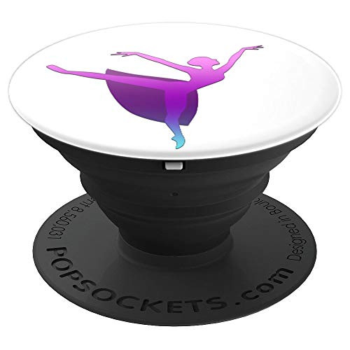 Teal Purple Pink Ombre Ballet Dancer On White PopSockets Grip and Stand for Phones and Tablets