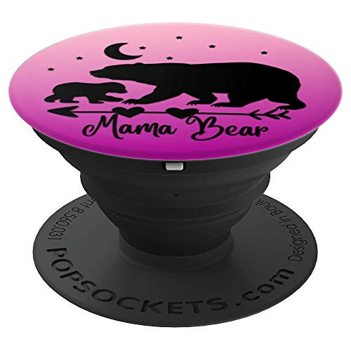 Black Mama Bear and One Cub On Pink Purple PopSockets Grip and Stand for Phones and Tablets Black Mama Bear and One Cub On Pink Purple PopSockets Grip and Stand for Phones and Tablets