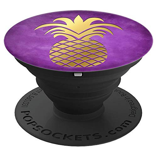 Golden Pineapple On Vintage Purple PopSockets Grip and Stand for Phones and Tablets