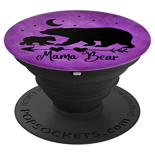 Black Mama Bear and One Cub On Vintage Purple PopSockets Grip and Stand for Phones and Tablets Black Mama Bear and One Cub On Vintage Purple PopSockets Grip and Stand for Phones and Tablets