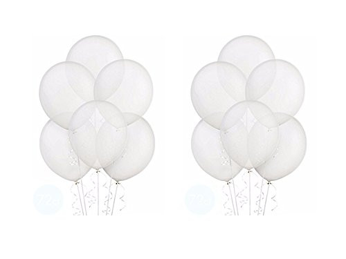 2 Set of 72 Amscan Clear 12in Latex Balloons
