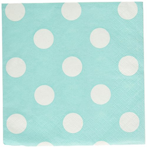Amscan Robin's-Egg Blue Dots Beverage Napkins | 5" x 5" | 192 Ct.