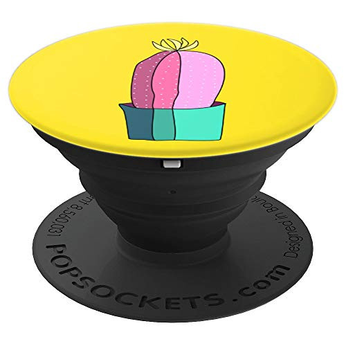 Cute Pink Cactus Yellow Design Phone Pop Grip Accessory - PopSockets Grip and Stand for Phones and Tablets