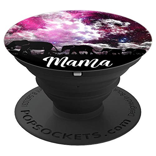 Three Kids Mom Gift - Mama Elephant Purple Color Grip - PopSockets Grip and Stand for Phones and Tablets