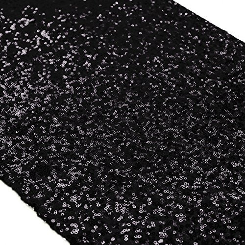 ShinyBeauty Wedding Decor Sequin Table Runner,2pcs Black-12x72-Inch Party Runner, Table Runner for Party -0719E