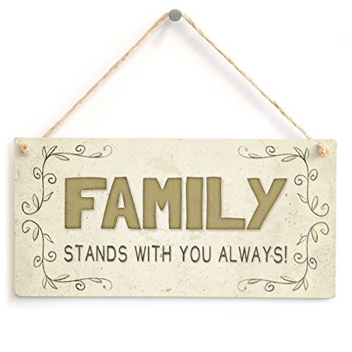Meijiafei Family Stands with You Always! - Beautiful Family Home Accessory Gift Sign 10"x5"