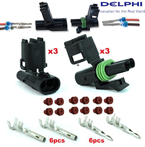 Delphi Packard (2 Circuits) Weatherpack, Waterproof, Terminal Kit 18, 20 GA (Pack of 3 Set)