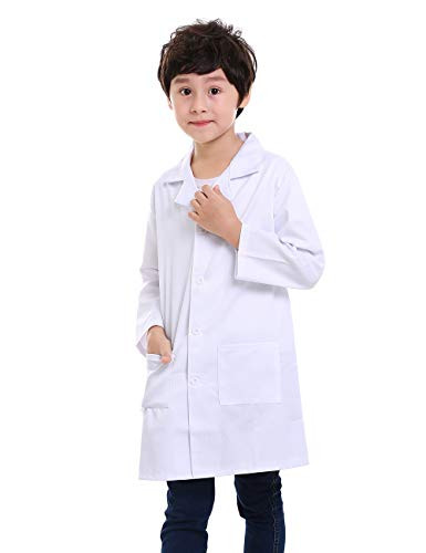 TOPTIE Kids Scrubs White Lab Coats for Scientists or Doctors-White-5/6