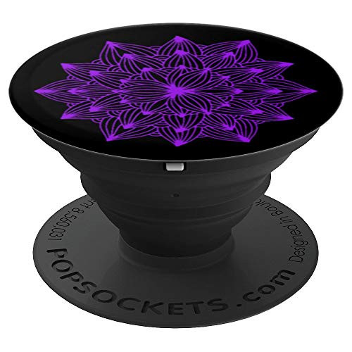 Purple floral Mandala Pattern on a Black Background - PopSockets Grip and Stand for Phones and Tablets Purple floral Mandala Pattern on a Black Background - PopSockets Grip and Stand for Phones and Tablets