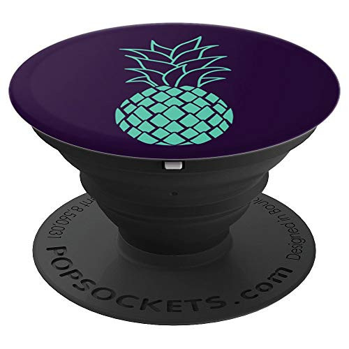Teal Pineapple on a Purple Background PopSockets Grip and Stand for Phones and Tablets