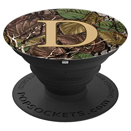 Camo Brown Hunting Camouflage Letter D Initial Monogram - PopSockets Grip and Stand for Phones and Tablets