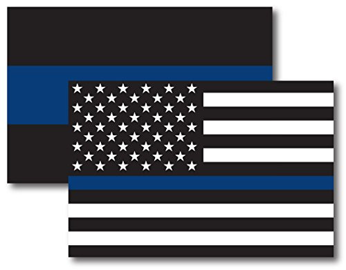 Thin Blue Line and Thin Blue Line American Flag Magnet Decal 4x6 - Heavy Duty for Car Truck SUV - 2 Pack - in Support of Police and Law Enforcement Officers