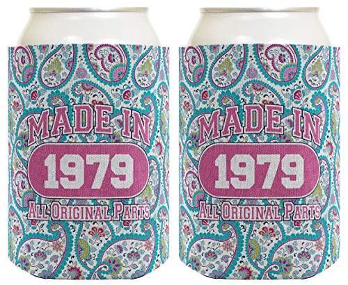 40th Birthday Gift Coolie Made 1979 Can Coolies 2 Pack Can Coolie Drink Coolers Coolies Paisley