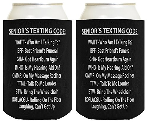 Funny Retirement Gifts for Men Seniors Texting Code Retirement Gifts for Women Grandpa Gag Gifts Birthday Gifts for Grandpa 2 Pack Can Coolie Drink Coolers Coolies Black