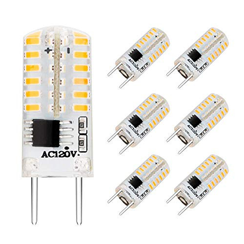 EKSAVE G8 LED Bulbs, Dimmable 110V 2.5W Warm White 3000K, 48 X 3014 SMD Energy Saving Light Bulbs,20W Halogen G8 Light Bulb Equivalen for Light Fitting (6 Pack Warm White)