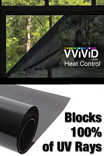 Heat Control 100% Anti UV Residential Vinyl Wrap 17.9 Inches x 60 Inches Dark Tint Roll Home Office Climate Control